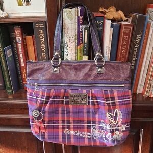 Coach Multicolor Plaid Tote Bag